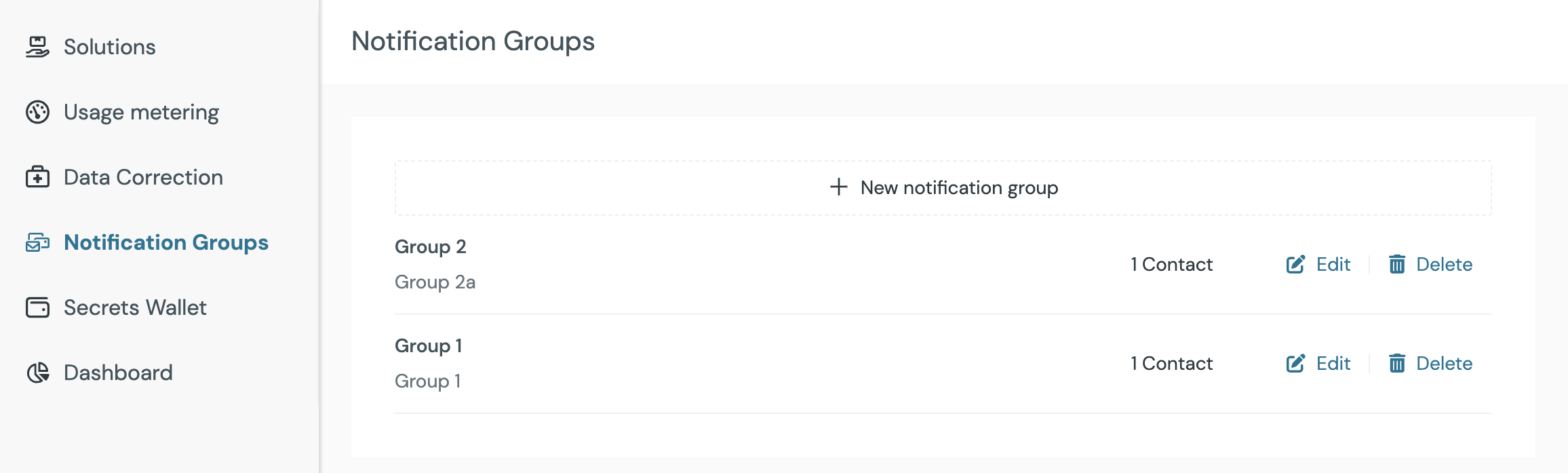 Previous UI for Notification Group